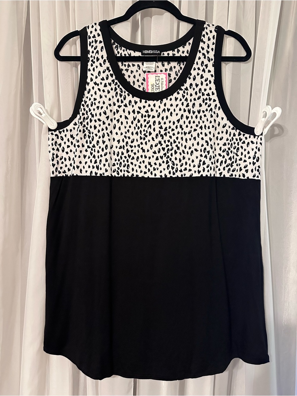 HEIMISH USA Black & White Leopard Yoke Racer Back Tank Top